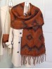 Reversible Tribal Patterned Blanket Scarf W/ Twisted Tassels